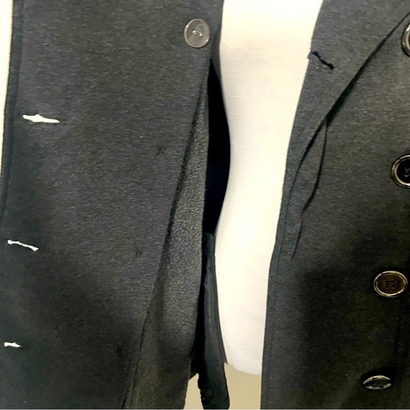 Miss Lili Juniors Med Charcoal Gray Double Breasted Peacoat Super Soft No Belt - Picture 4 of 7